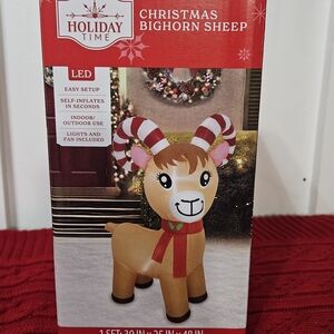 Holiday Time Christmas Bighorn Sheep Inflatable - Brown and Red